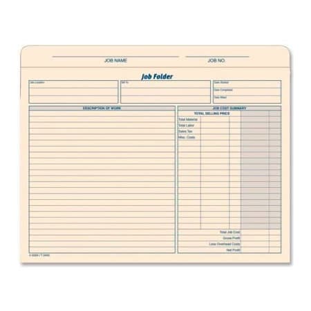 Tops Business Forms Tops Job Folder File Jackets, 25-3/4" x 9-1/2", Manila, 20/Pack 3440